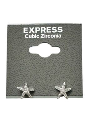 Express Silver Cubic Zirconia Starfish Stud Earrings
